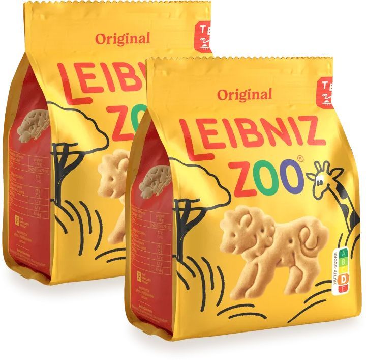 Сливочное печенье Leibniz Zoo фигурки животных, 2 шт по 125 г