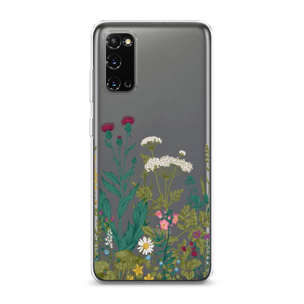 

Чехол на Samsung Galaxy S20 "Дикие полевые цветы", Зеленый;розовый;белый, 29250-2
