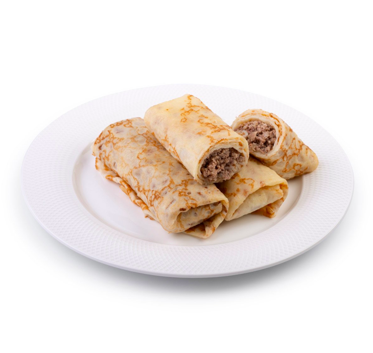 

Блинчики Ориентир-Плюс с мясом 450 г в/у, Блинчики с мясом 450 г в/у