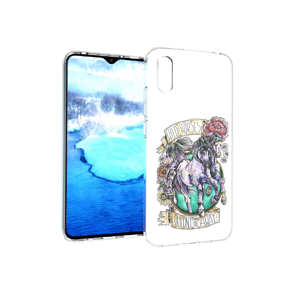 

Чехол MyPads Tocco для Xiaomi Redmi 9A рисунок коней в цветах (PT151022.270.582), Прозрачный, Tocco