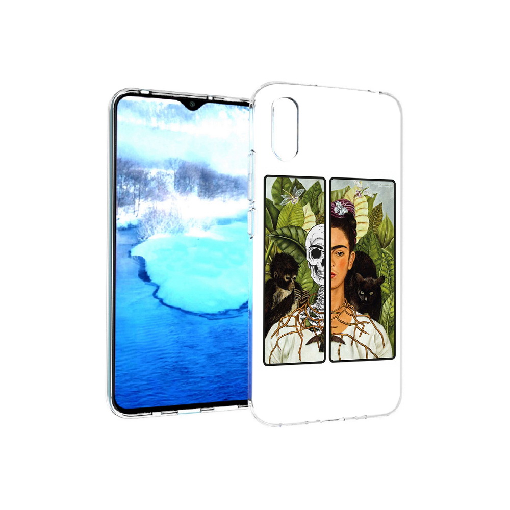 

Чехол MyPads Tocco для Xiaomi Redmi 9A сдвоенная картинка девушка скелет, Прозрачный, Tocco