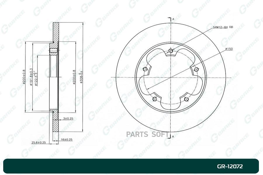 Тормозной диск GBRAKE задний для Ford Transit 4WD GR12072