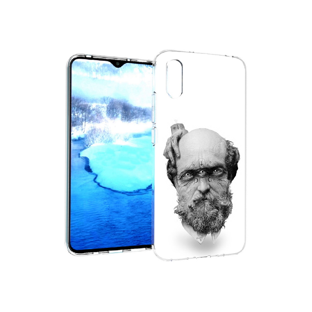 

Чехол MyPads Tocco для Xiaomi Redmi 9A страшный бородатый мужчина абстракция, Прозрачный, Tocco