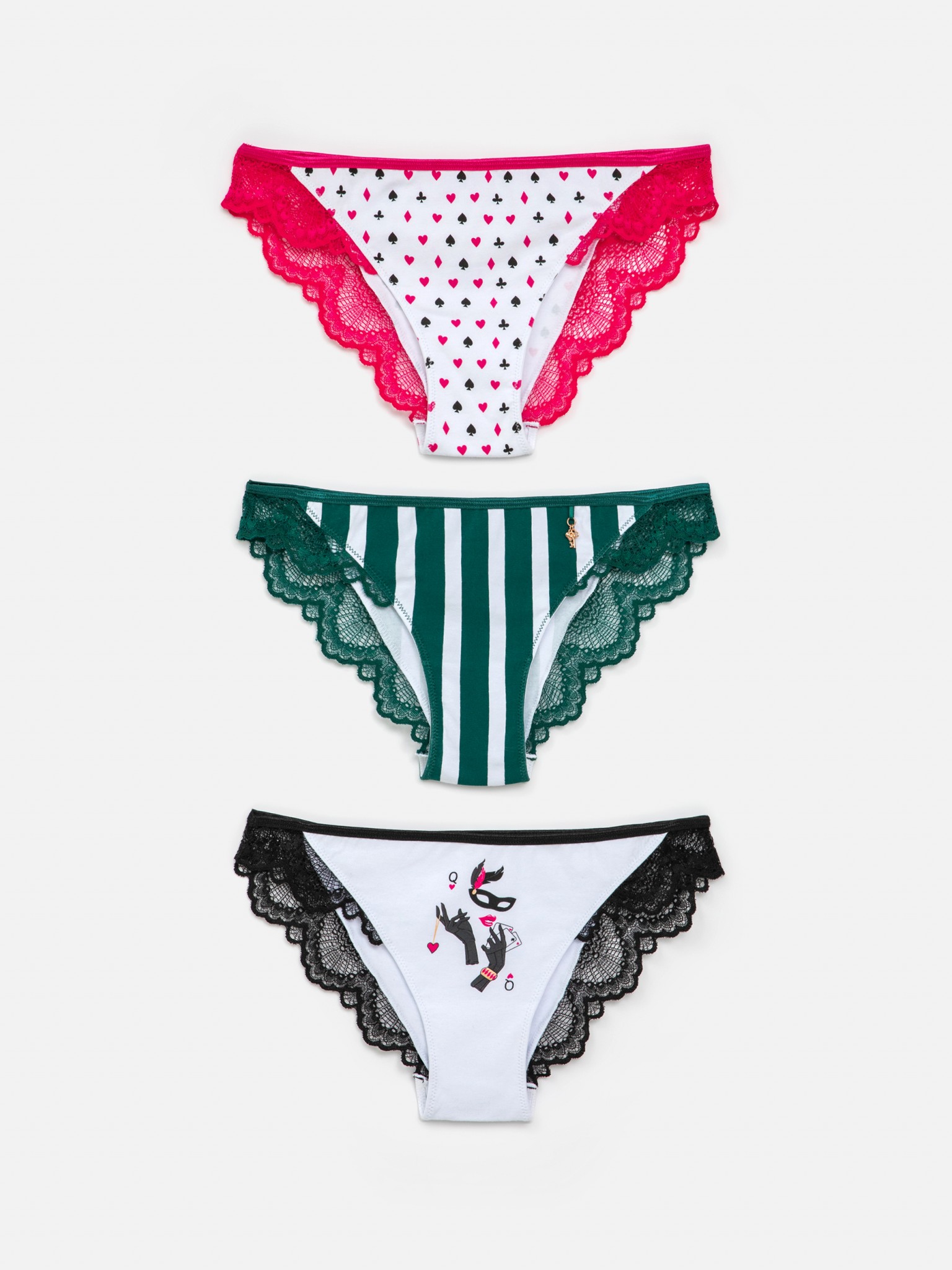 

Комплект трусов женских Infinity Lingerie 31204122113 розовый; зеленый; белый S, 3 шт., 31204122113