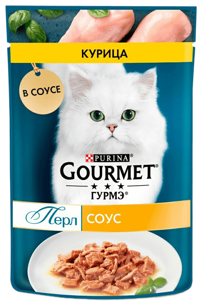 фото Влажный корм для кошек gourmet перл нежное филе с курицей в соусе, 75 г