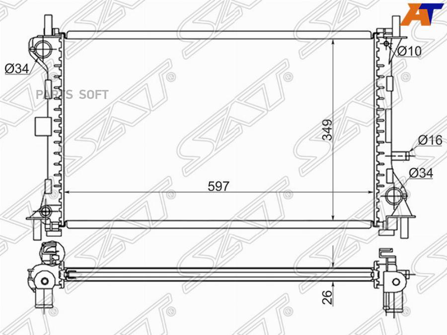 Радиатор Ford Focus 1.6/1.8/2.0 98-04 Sat арт. SG-FD0001-R