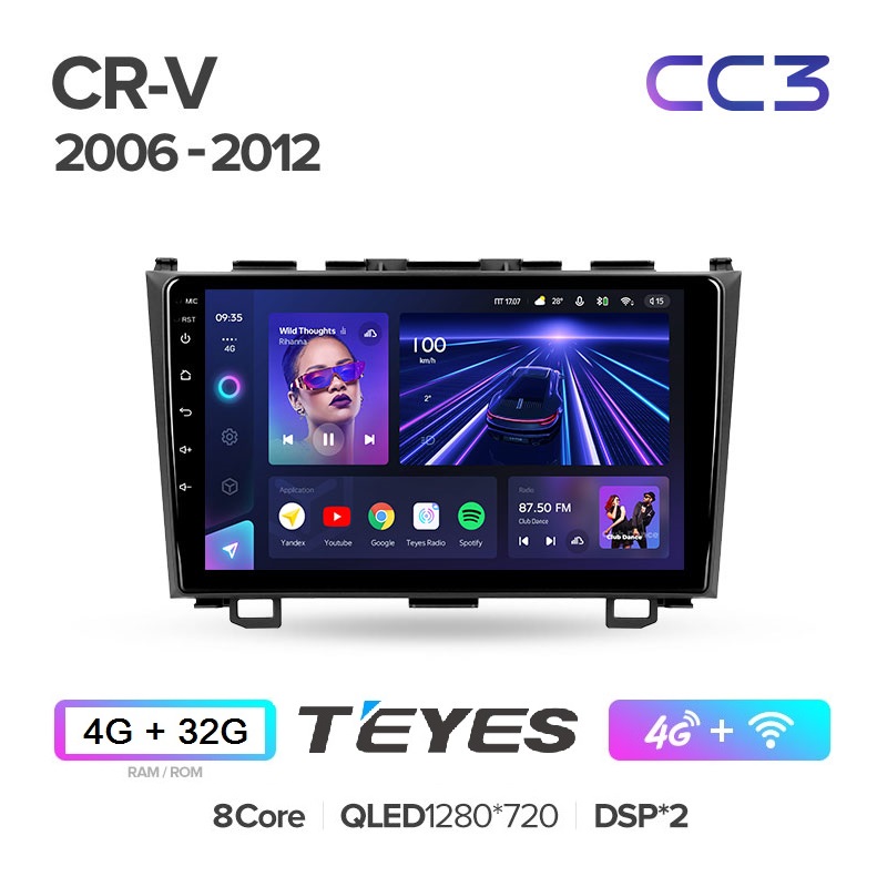 Автомагнитола Teyes CC3 4/32Гб Honda CRV 2006 - 2012 ANDROID 8 ядер