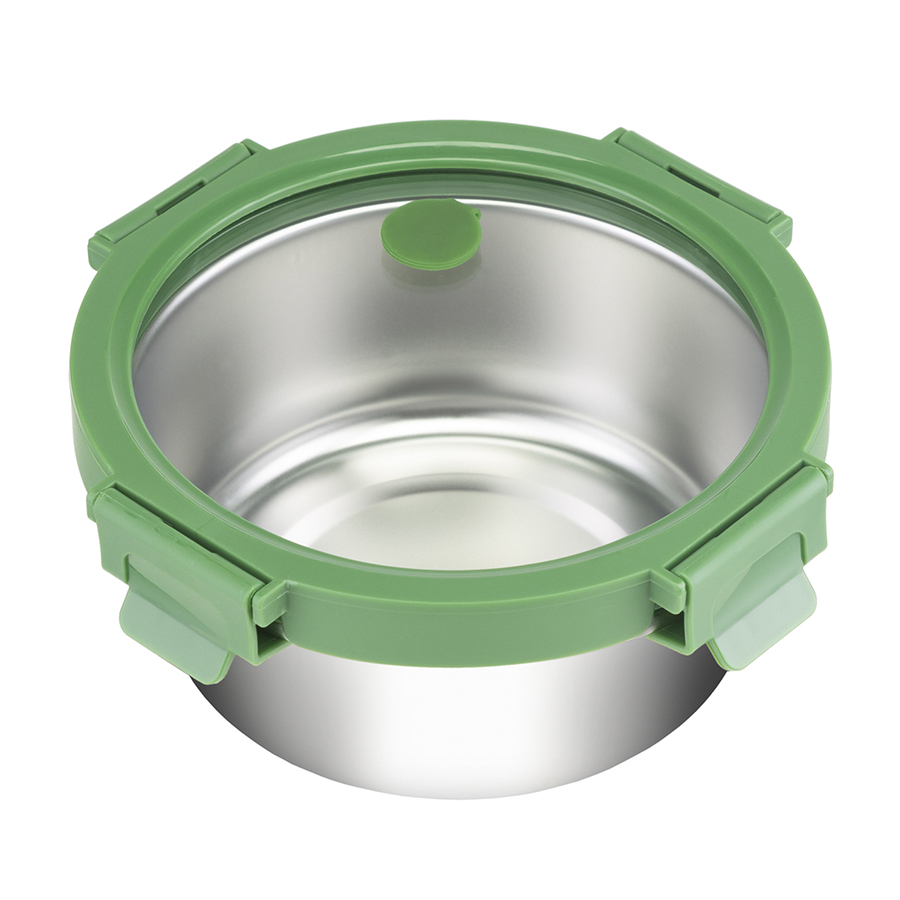 Ланч-бокс круглый стальной Smart Solutions, 650 мл, зеленый