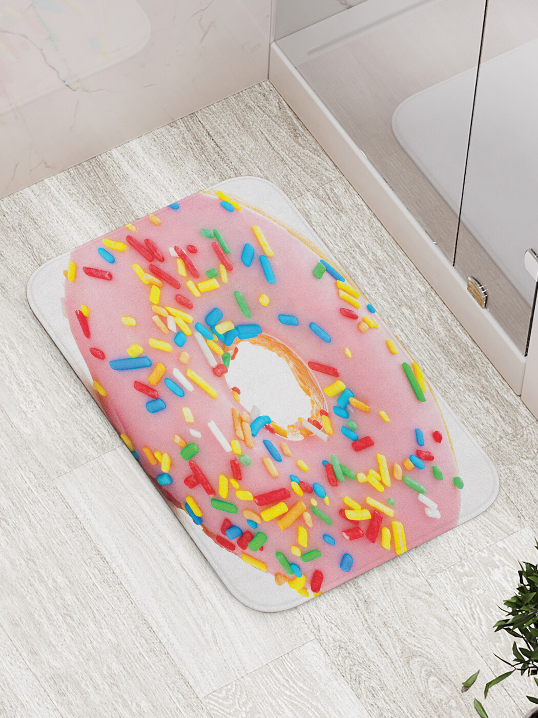 

Коврик противоскользящий JoyArty "Клубничный пончик" для ванной, сауны, бассейна, 77х52 см, Клубничный пончик