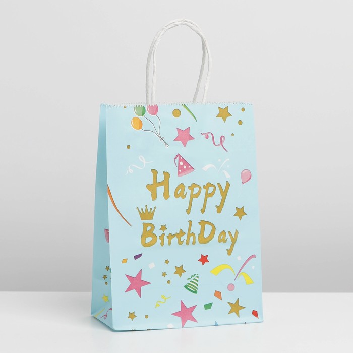 

Пакет «HAPPY BIRTHDAY» blue, 21 х 15 х 8 см, Коллекция упаковки "С днем рождения!"