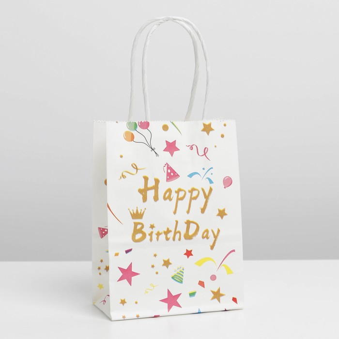 

Пакет «HAPPY BIRTHDAY» white, 15 х 11 х 6 см, Коллекция упаковки "С днем рождения!"