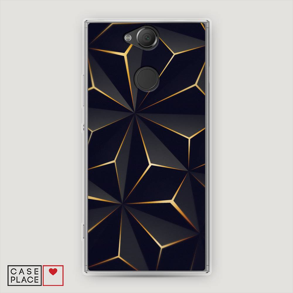 

Чехол на Sony Xperia XA2 "Черные полигоны", Золотистый;черный, 53150-3