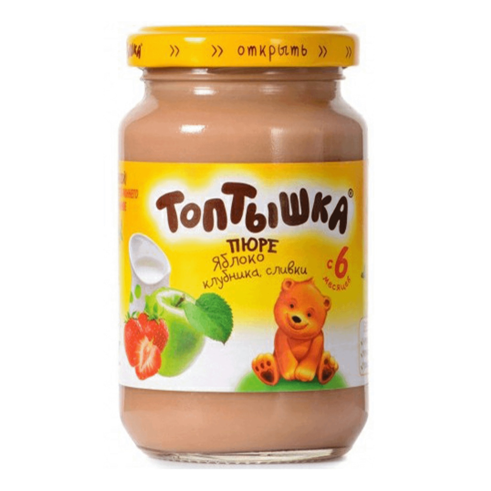 Пюре Топтышка яблоко-клубника-сливки с 6 месяцев 190 г