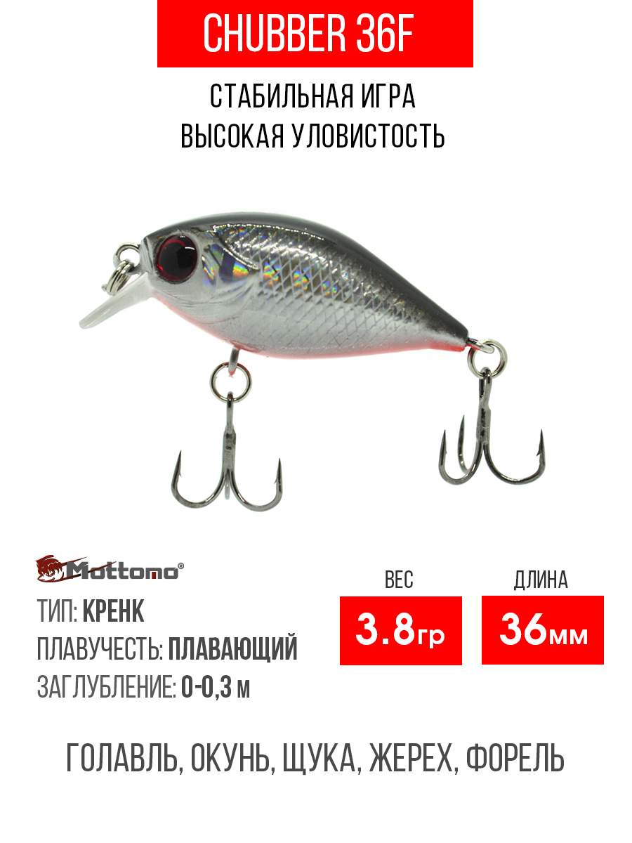 

Воблер Mottomo Chubber 36F 3,8g Silver Fish, Разноцветный, Chubber