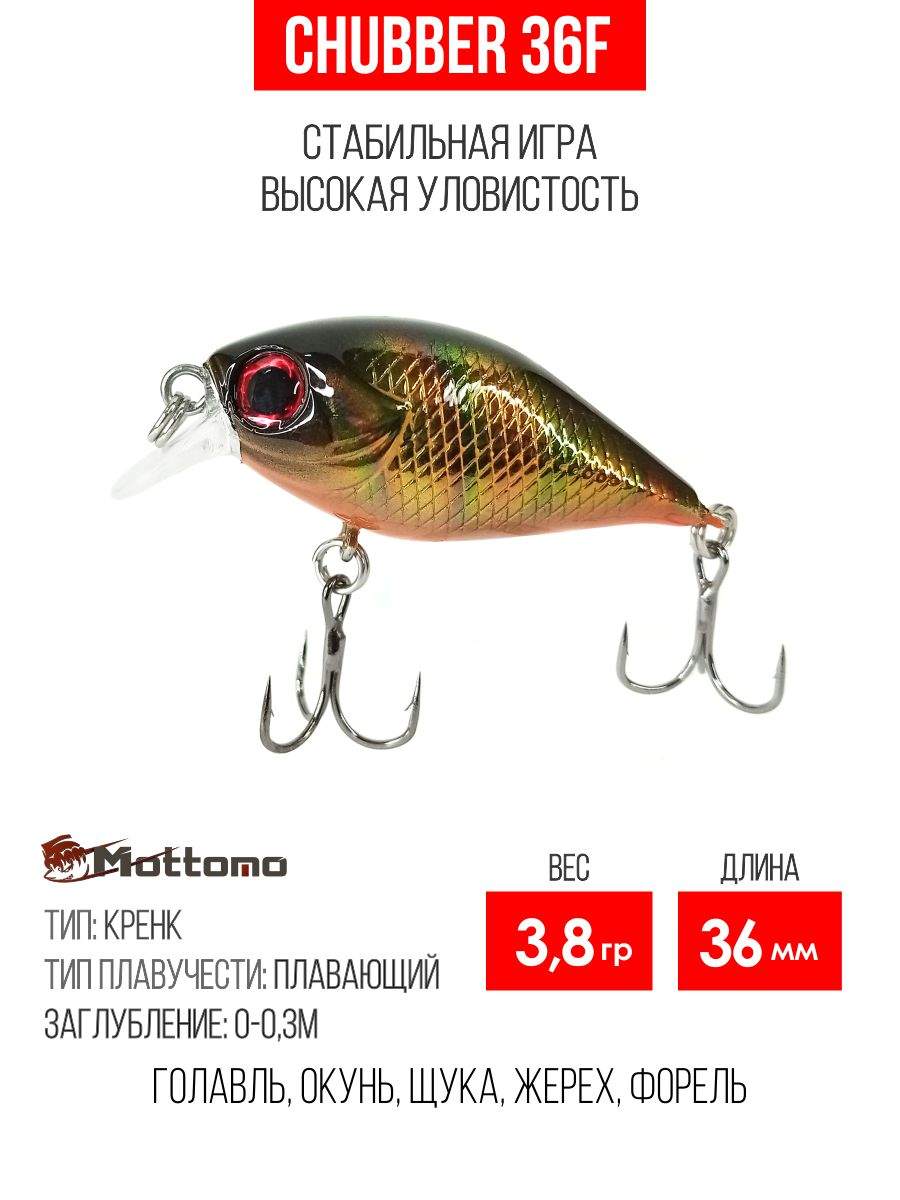 

Воблер Mottomo Chubber 36F 3,8g Bronze Fuel, Разноцветный, Chubber