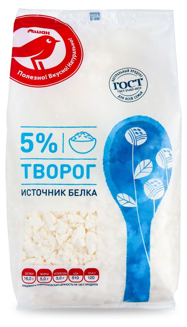 Творог АШАН Красная птица 5% БЗМЖ, 750 г