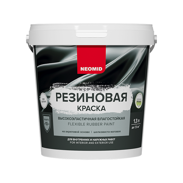 

Краска резиновая Neomid высокоэластичная, влагостойкая, база С, 1,3 кг, Прозрачный, Neomid-8