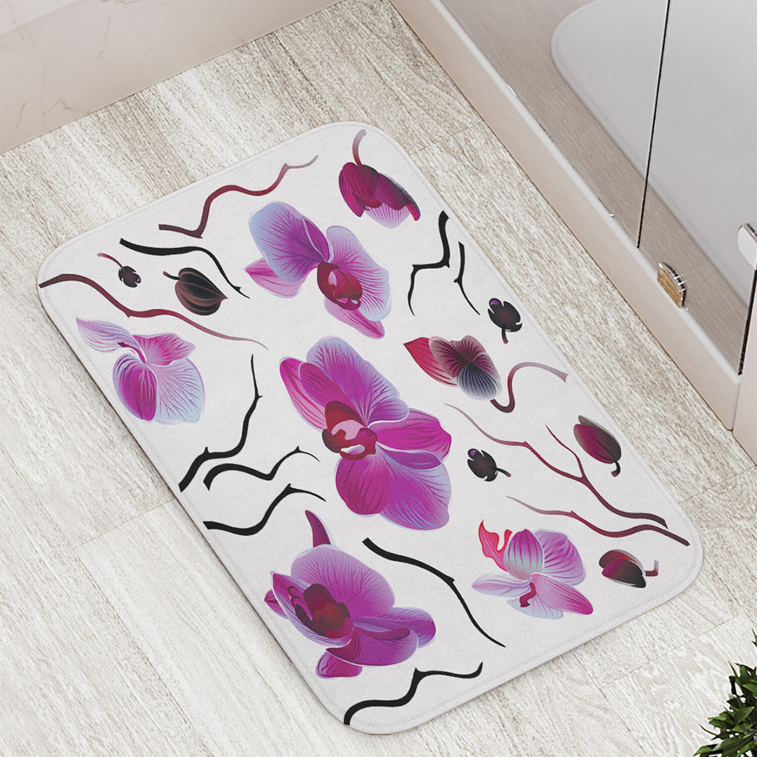 

Коврик противоскользящий JoyArty "Цветущие орхидеи" для ванной сауны бассейна 77х52 см, Цветущие орхидеи