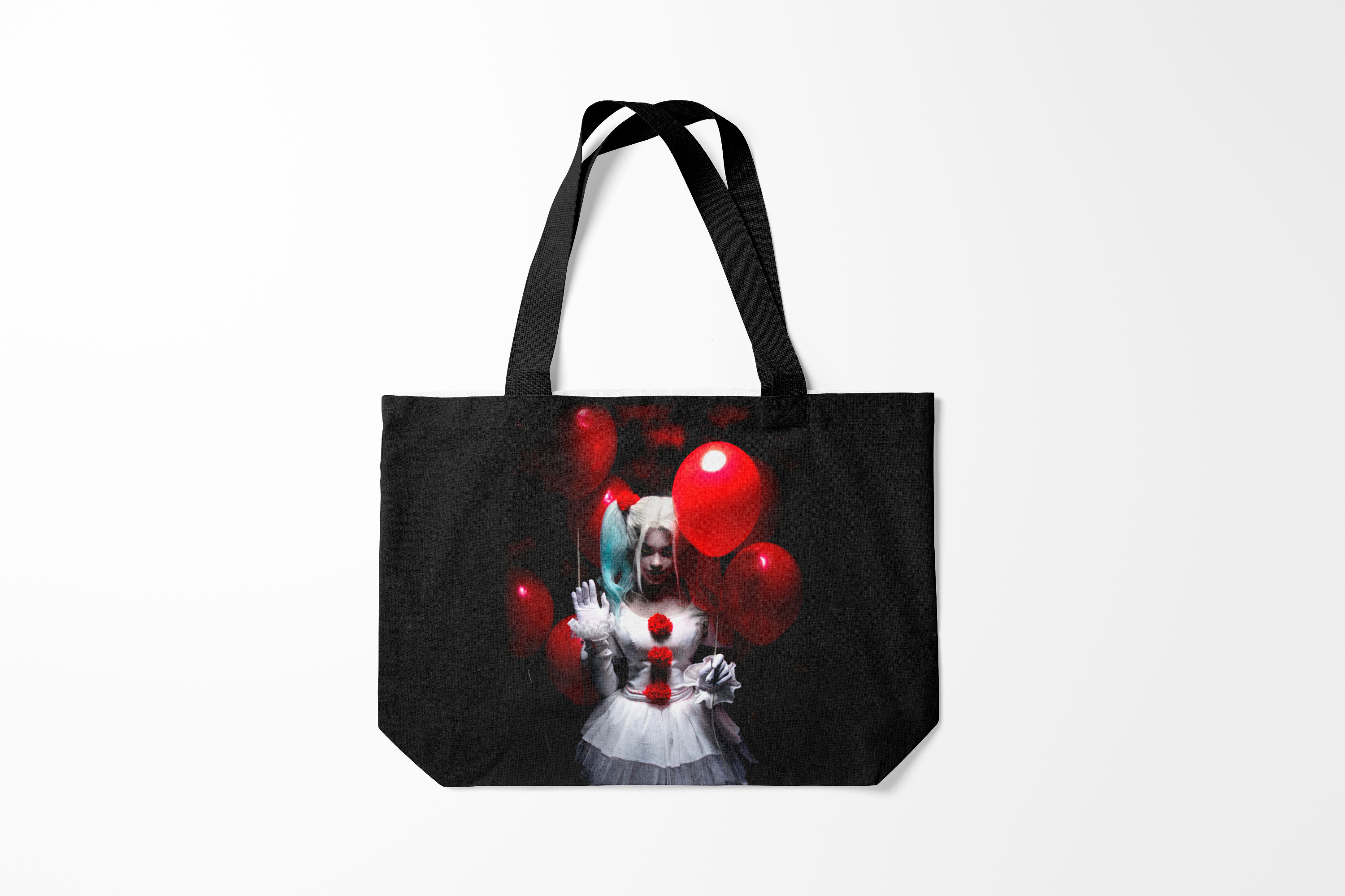 

Сумка шoппер унисекс Burnettie Хэллоуин Плохая девочка с красными шарами, черный, Хэллоуин Плохая девочка с красными шарами