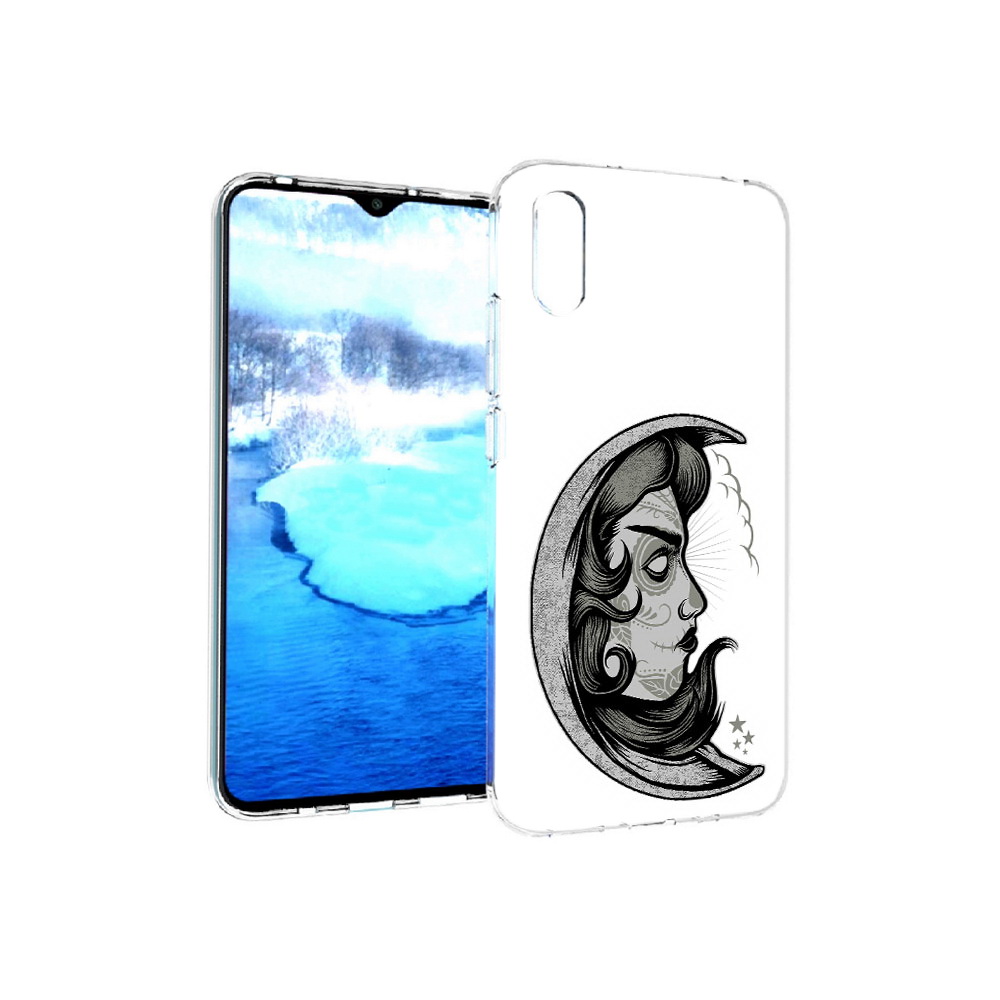 

Чехол MyPads Tocco для Xiaomi Redmi 9A черно белая луна с лицом (PT151022.270.680), Прозрачный, Tocco