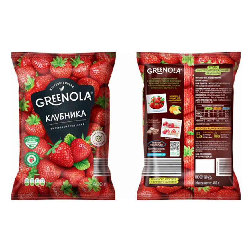 

Клубника Greenola быстрозамороженная 400 г