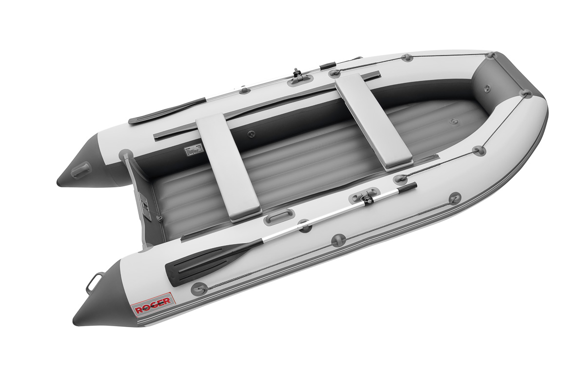 Лодка надувная ПВХ под мотор ROGER Zefir 3500 LT, белый-графитовый комбинированный