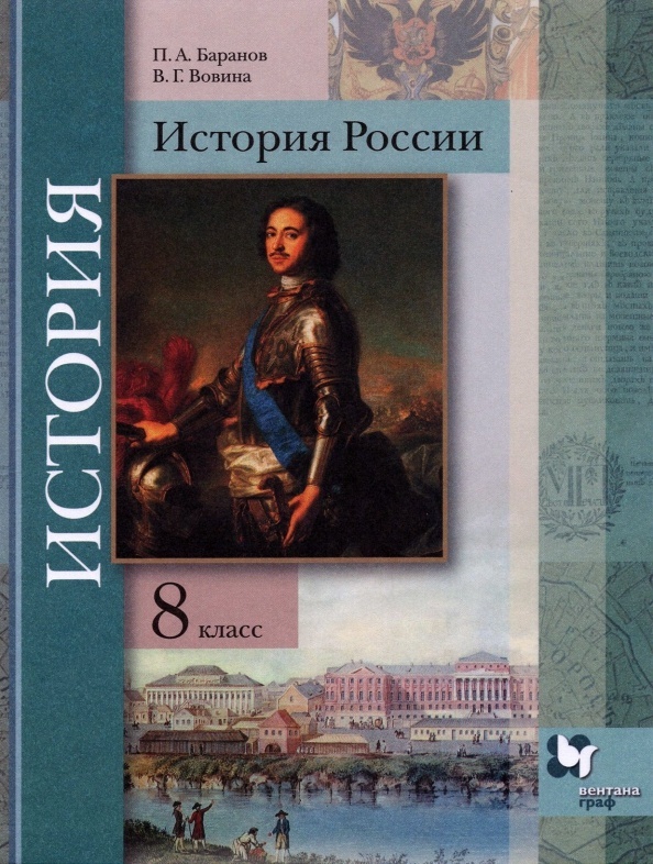 

Учебник История России 8 класс Вовина В.Г., Баранов П.А., 8 класс ФГОС Баранов П.А., Вовина В.Г. История России под редакцией Тишкова В.А., 304 страницы