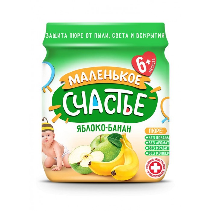 

Пюре Маленькое счастье Яблоко-Банан 90гр/12 9311