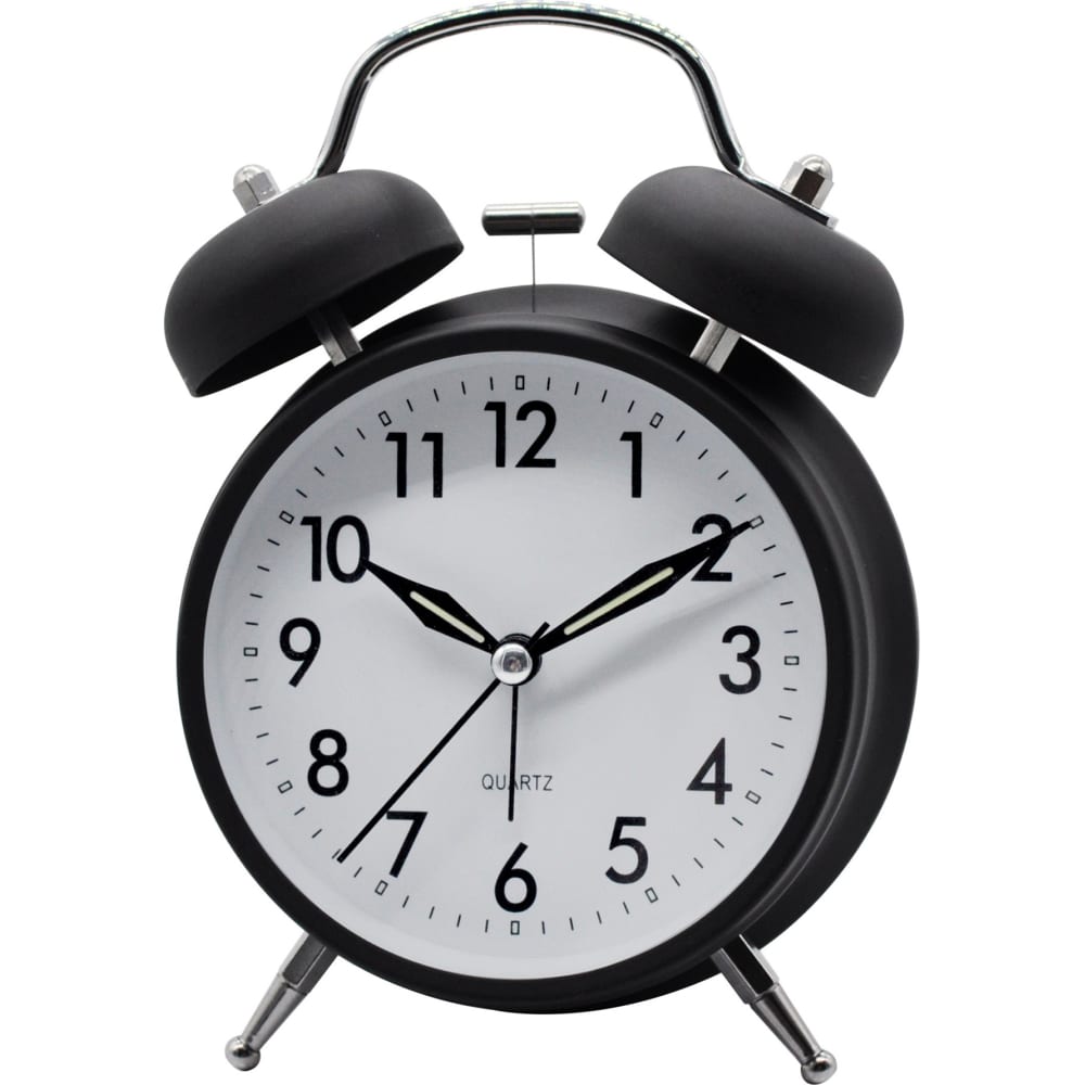 Часы Apeyron будильник, подсветка, цвет черный матовый, металл, размер 15,9x11,5см, бесшум