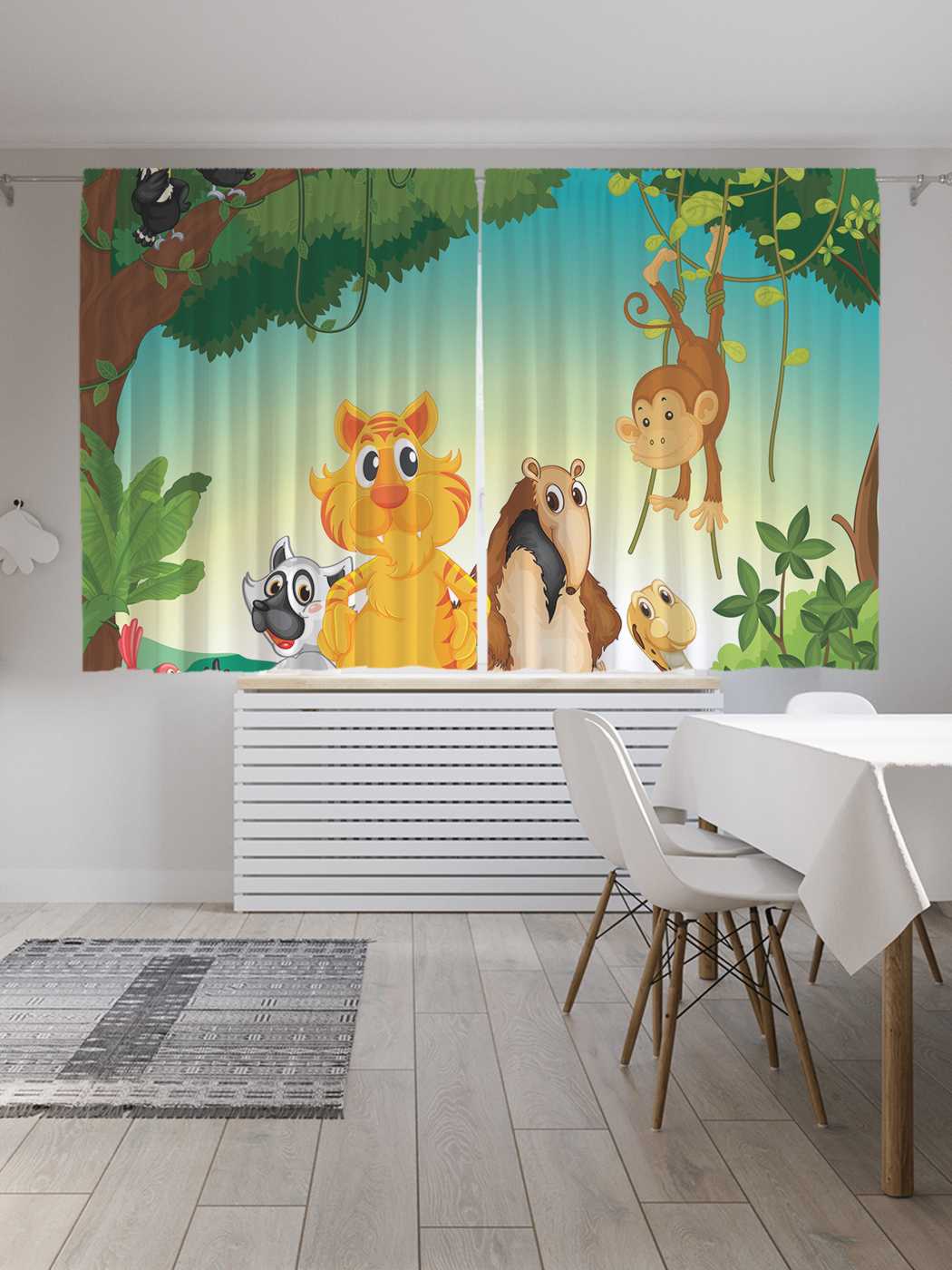 

Классические шторы JoyArty "Животные в джунглях", серия Oxford DeLux, 2 полотна 145x180 см, Животные в джунглях