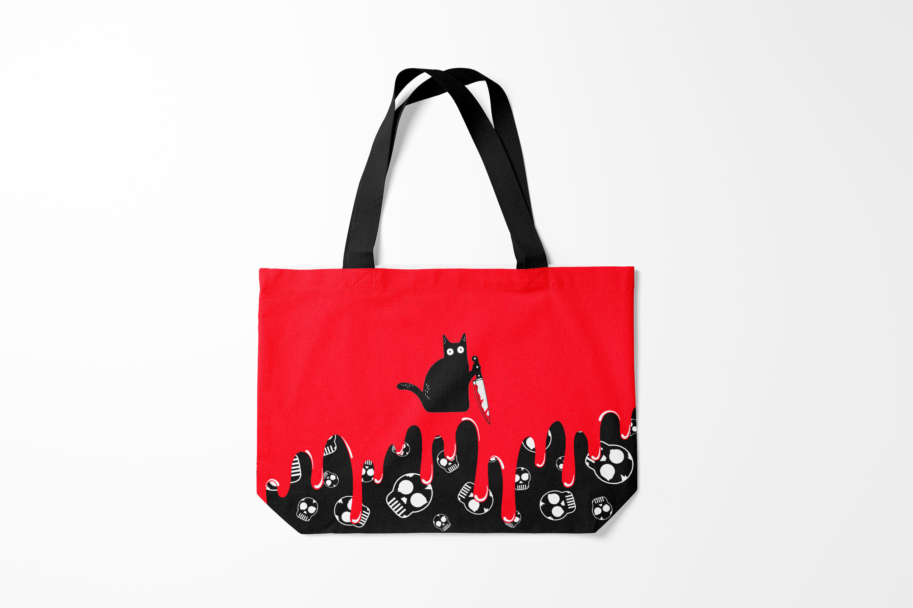 

Сумка шoппер унисекс Burnettie Хэллоуин WHAT CAT, черный; красный, Хэллоуин WHAT CAT