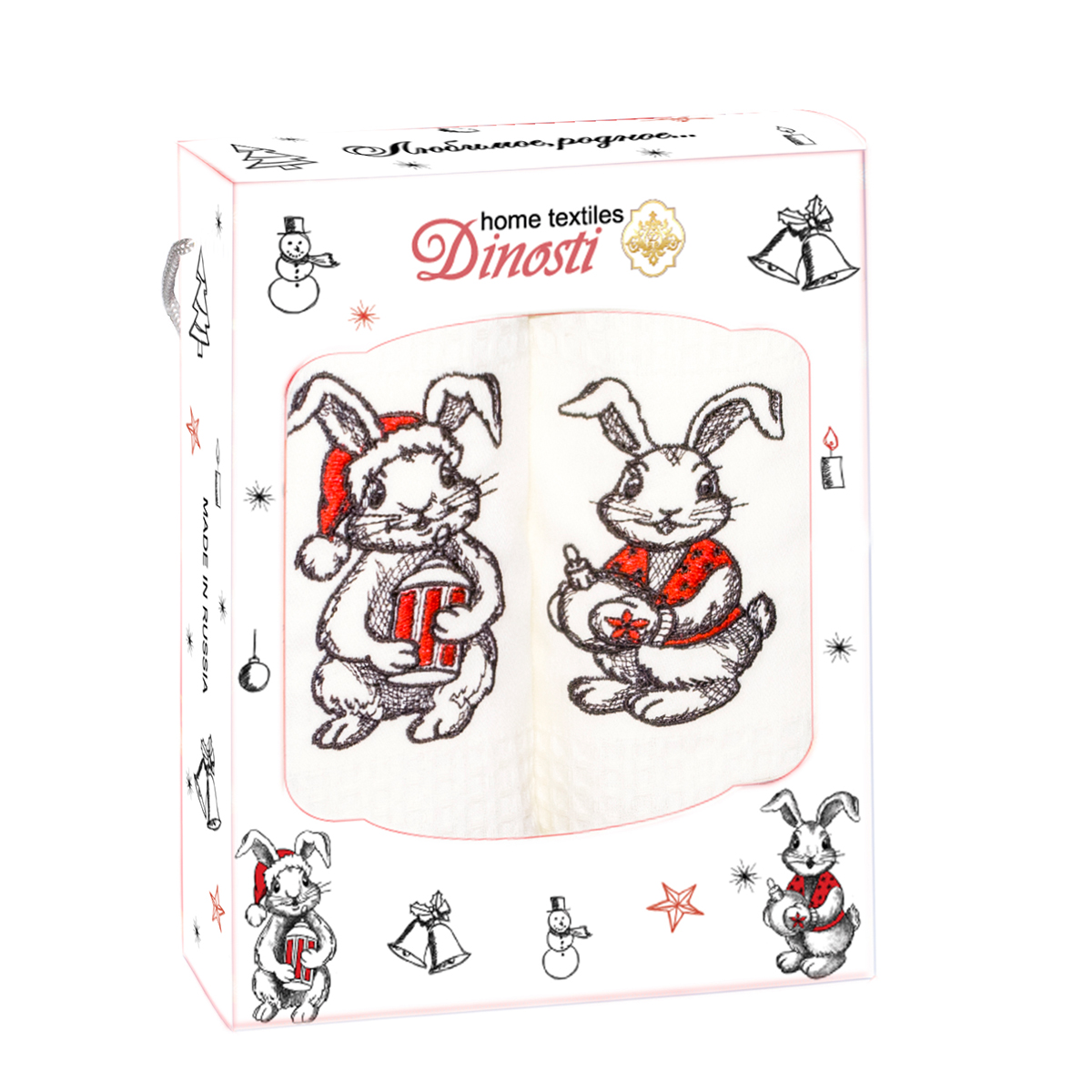 Набор вафельных полотенец 2 шт, арт. ДМ-107 Линейные кролики
