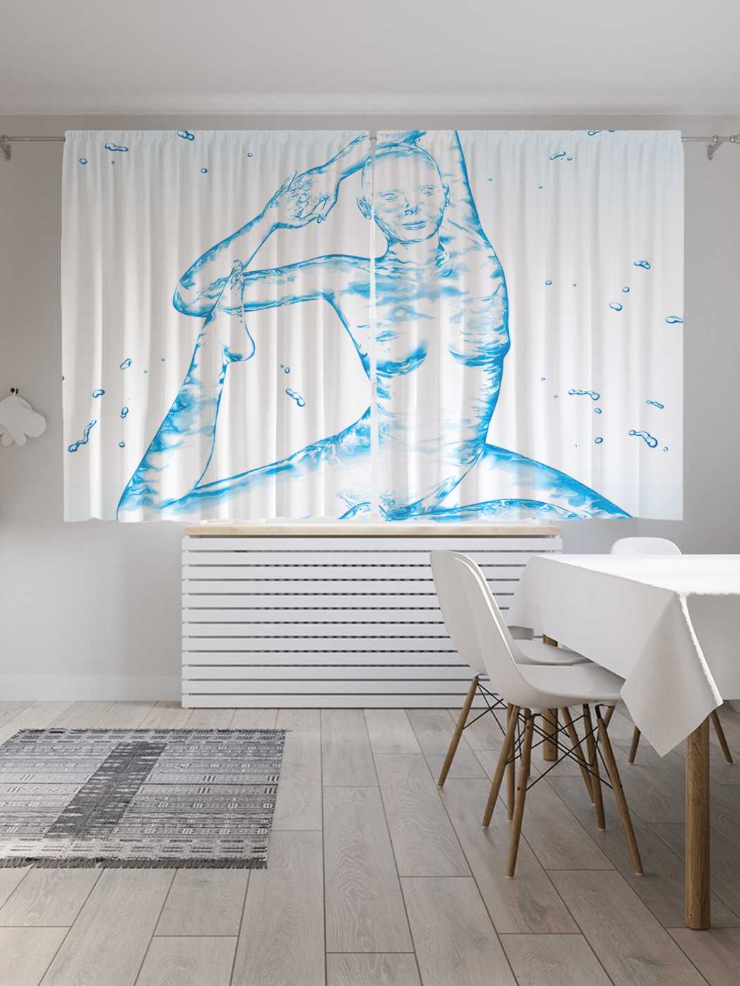 фото Классические шторы joyarty "обнаженная йога", серия oxford delux, 2 полотна 145x180 см