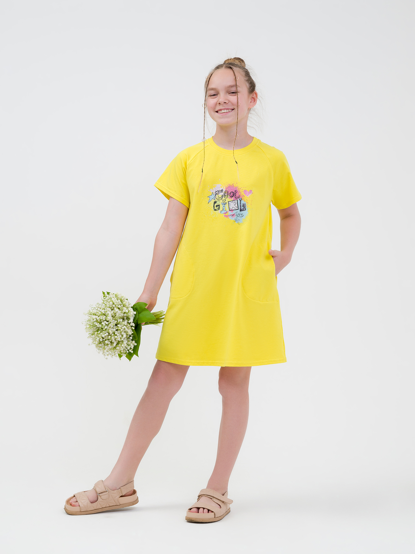 Платье детское Sherysheff ТЛ23202, желтый, 104