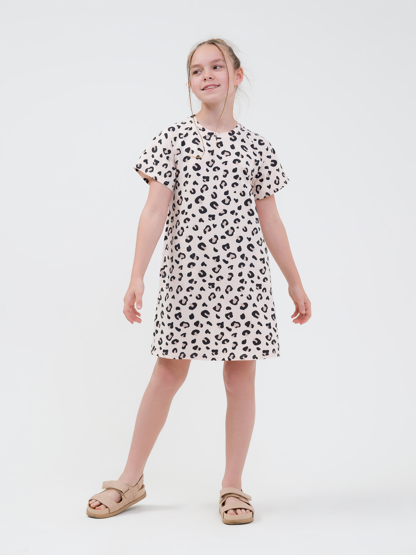 Платье детское Sherysheff ТЛ23202, принт леопард, 122