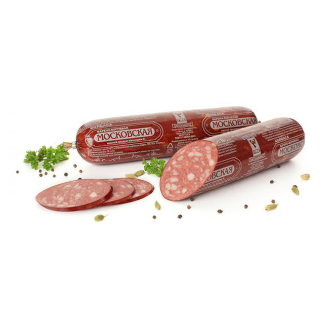 

Колбаса Губкинский мясокомбинат Московская варено-копченая +-900 г