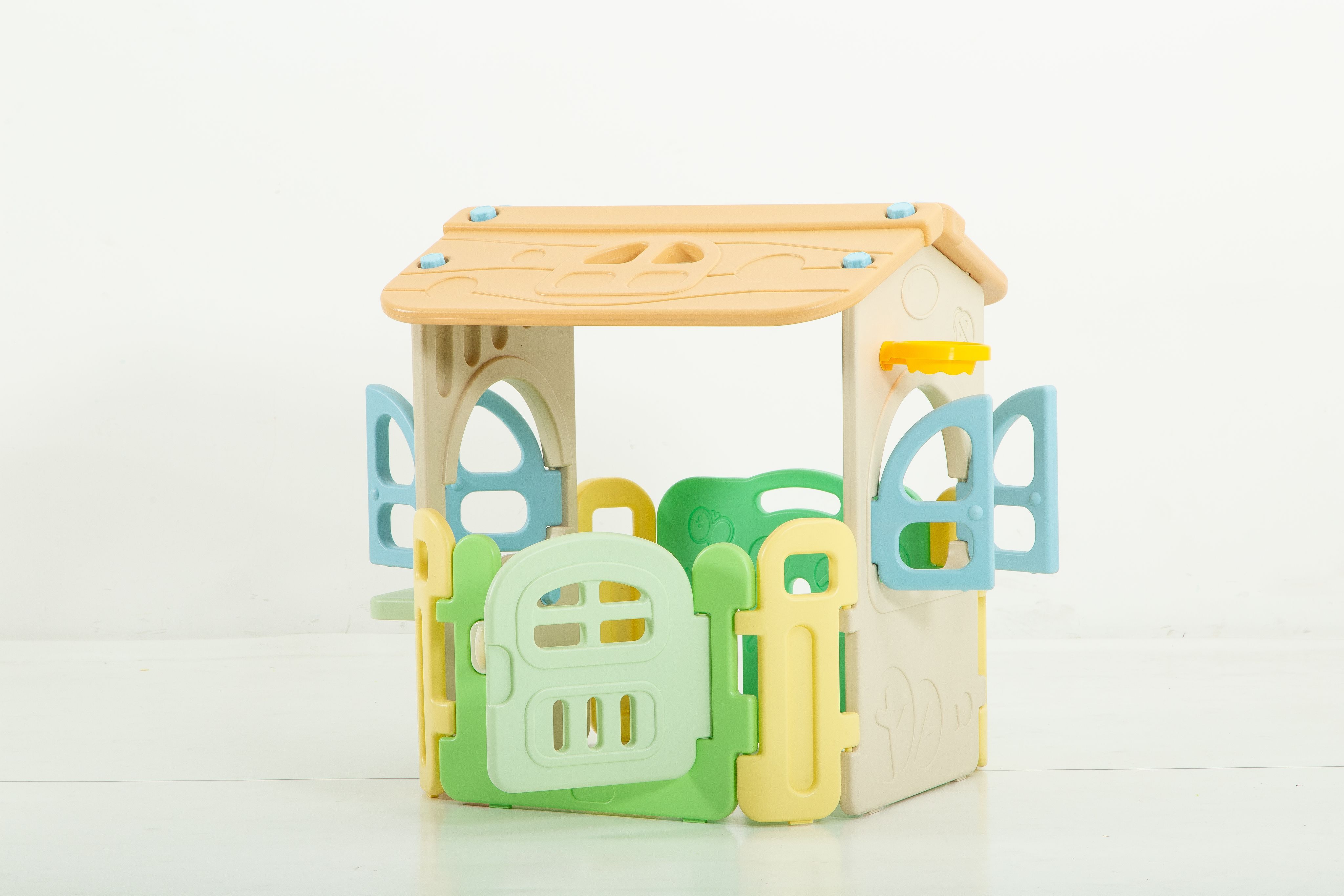Манеж домик игровой детский UNIX Kids Village 2 в 1 складной, пластиковый, для дома, улицы toy monarch игровой домик с забором и горкой