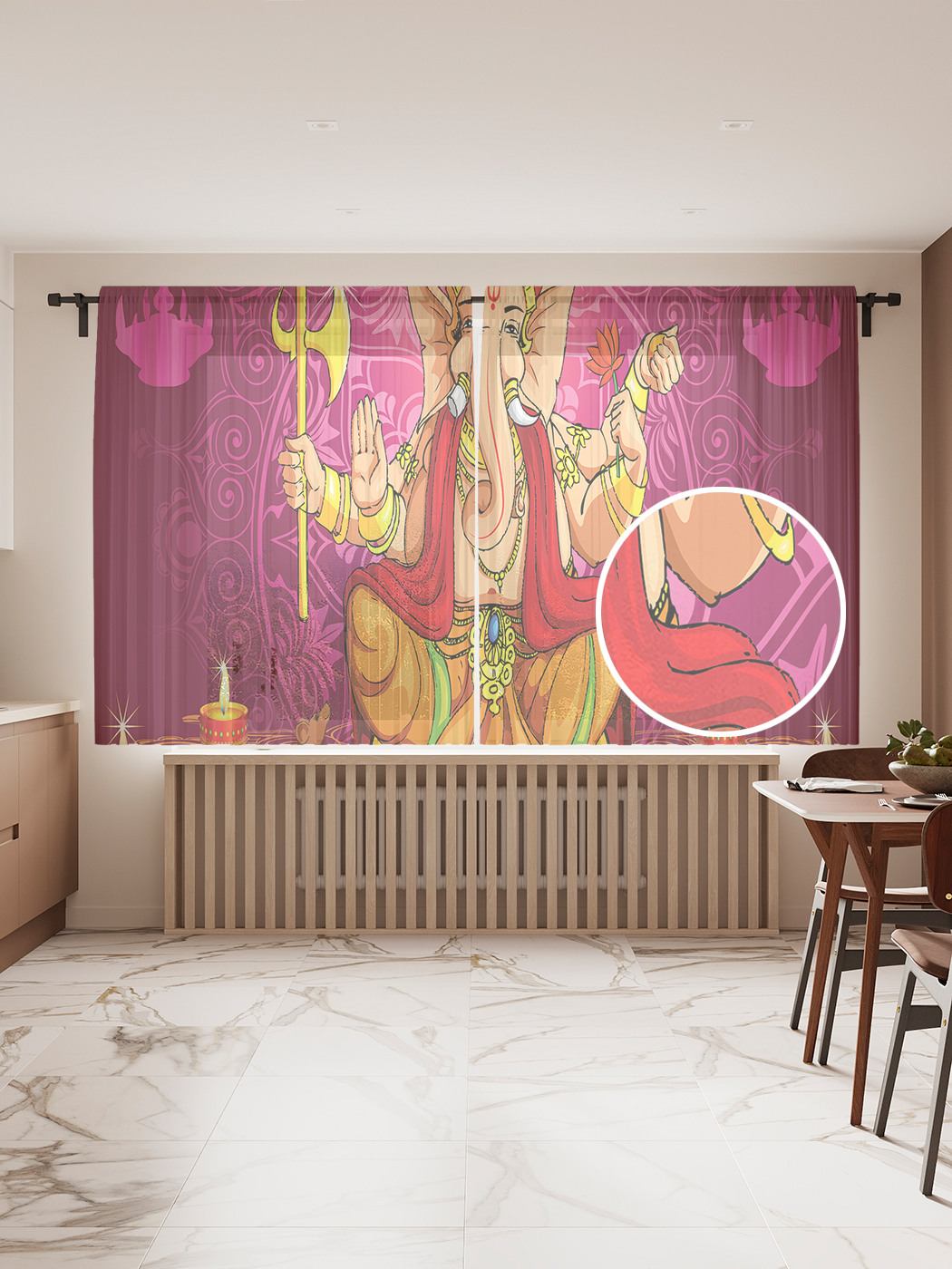 

Фототюль JoyArty "Ганеша", 145x180 см (2 полотна со шторной лентой + 50 крючков), Ганеша