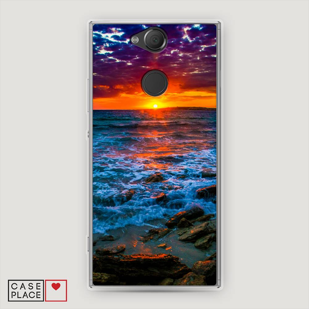 

Чехол на Sony Xperia XA2 "Закат 1", Оранжевый;синий, 53150-2