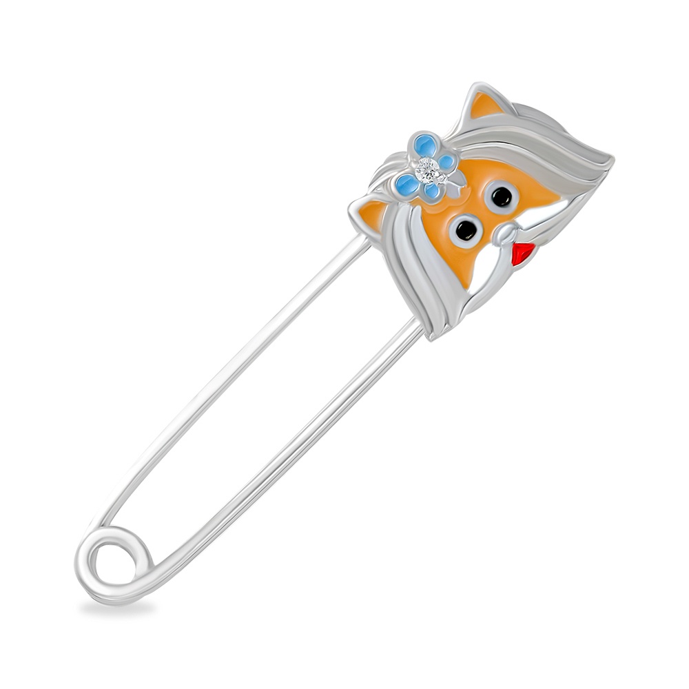 Брошь из серебра с эмалью/фианитом 585Gold 911000038