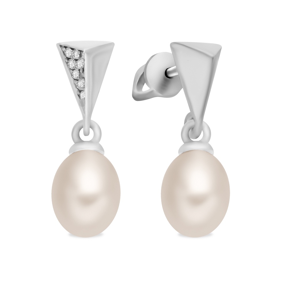 

Серьги подвески из серебра 585Gold 702010568, жемчуг культивированный/фианит, 702010568