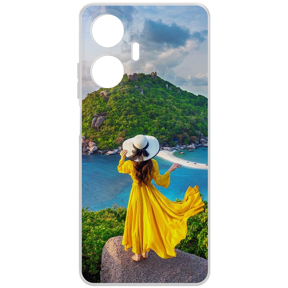 

Чехол-накладка Krutoff Clear Case Платье летнее женское для Realme C55, Прозрачный