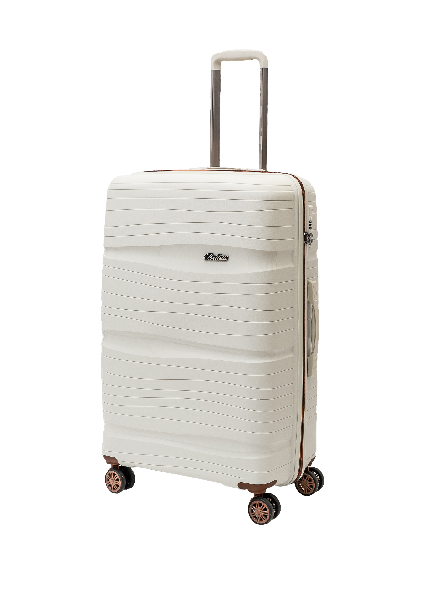 Чемодан унисекс BELLETTI LA3052 белый/коричневый, 77х49х30 см