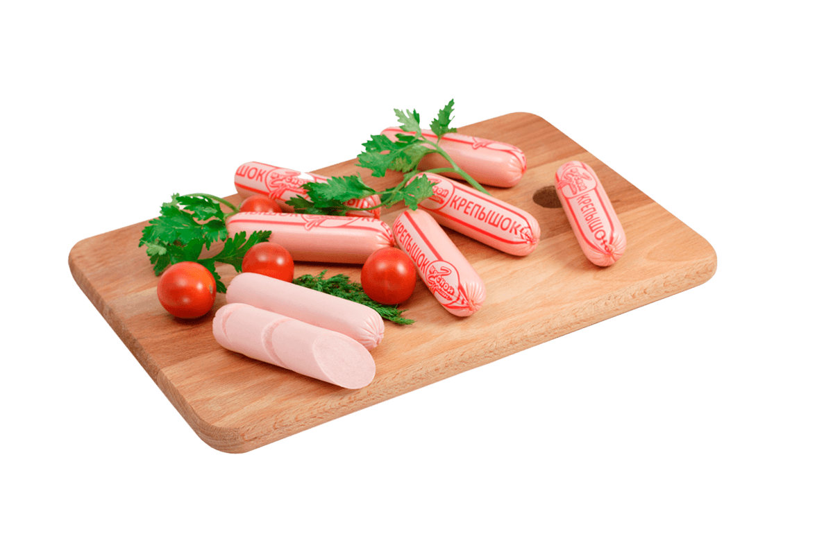 

Сосиски Мясной Гурман Крепышок +-1 кг