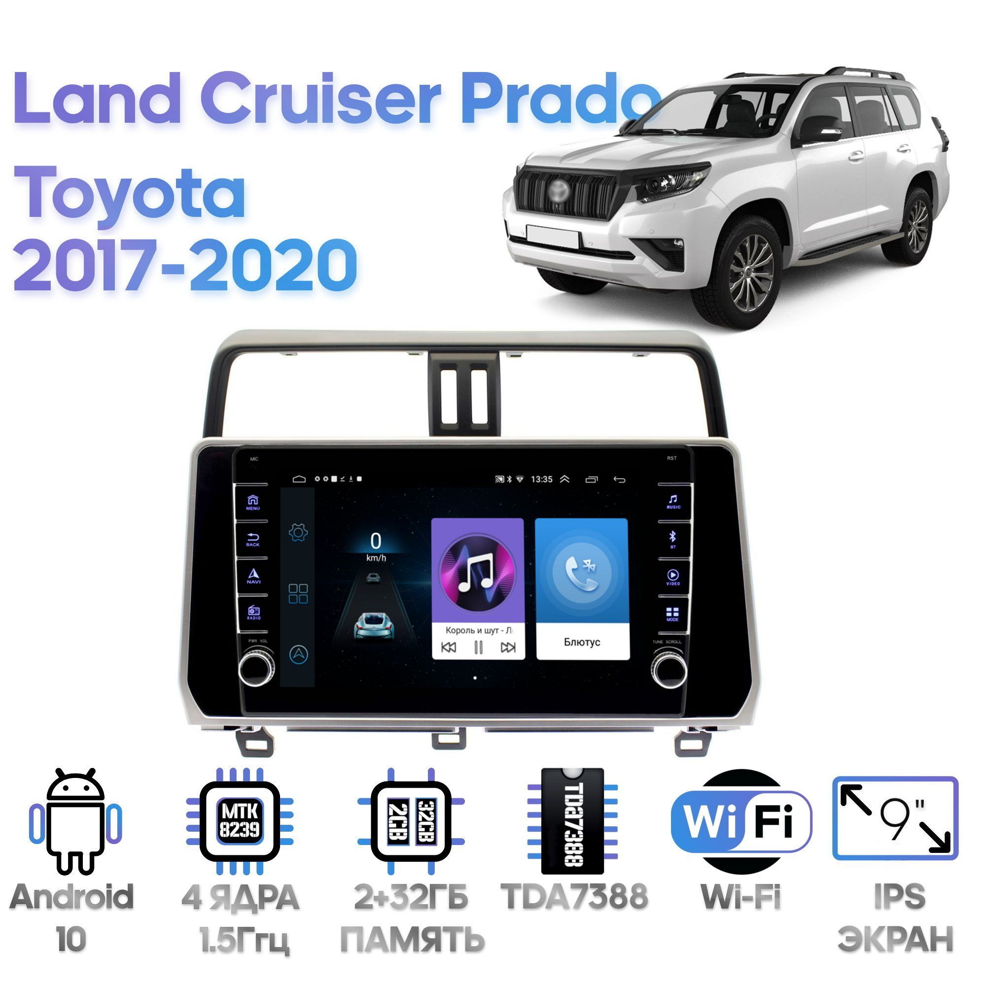 Магнитола Wide Media для Toyota Land Cruiser Prado 2017+ / LC1058ON-2/32