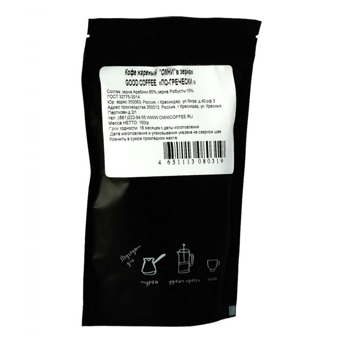 

Кофе Good coffee По-гречески в зернах 150 г