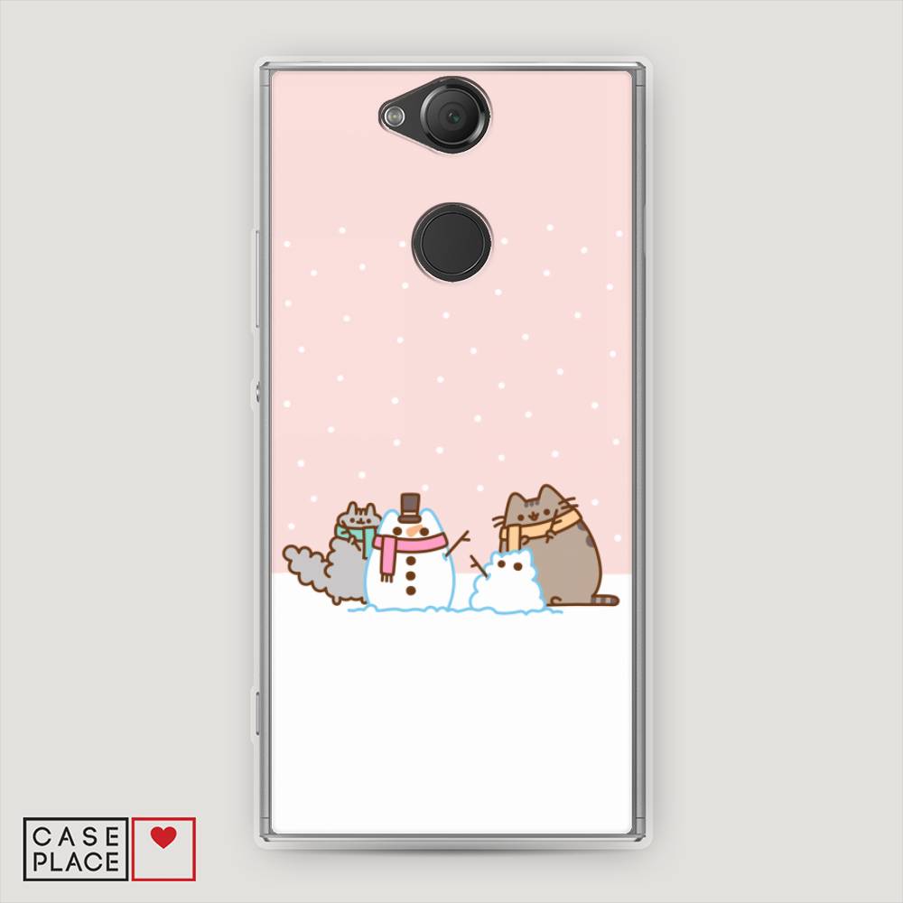 

Чехол на Sony Xperia XA2 "Котики в снегу", Розовый;белый;серый, 53150-5