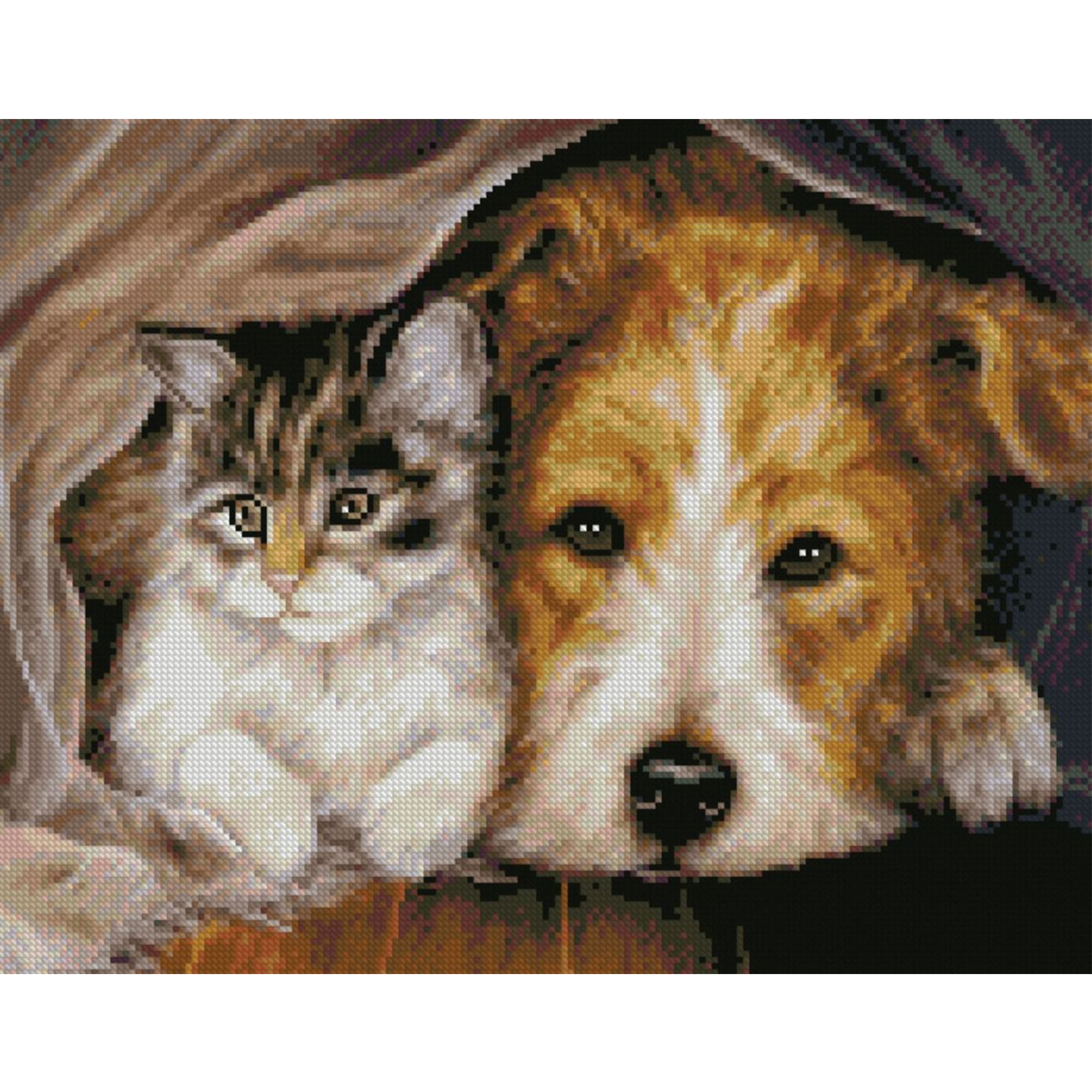 Алмазная мозаика Ripoma Котик с собакой под одеялом, 40х50 см