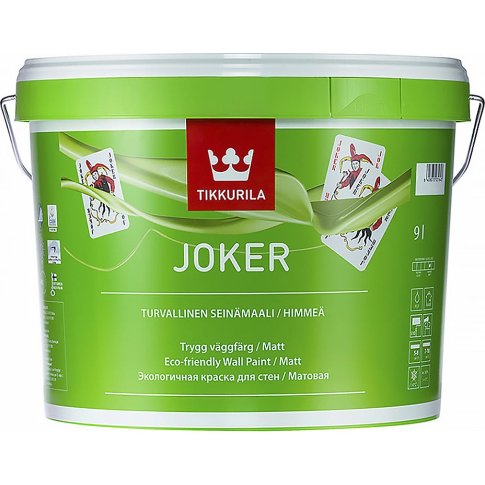 фото Tikkurila joker краска гипоаллергенная для интерьеров, матовая, база a 9л 87860010160 47 nobrand