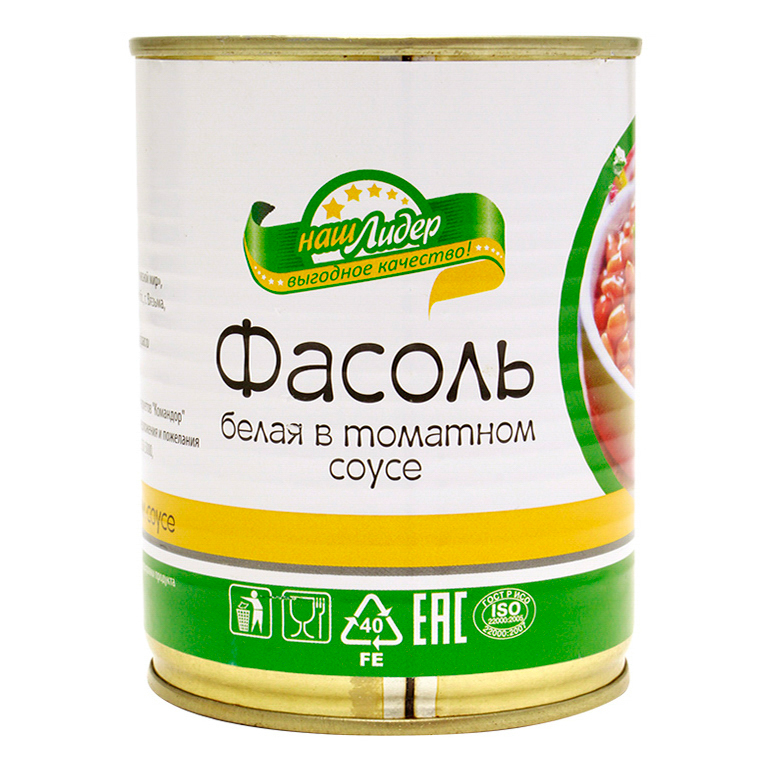 

Фасоль Наш лидер белая в томатном соусе 360 г